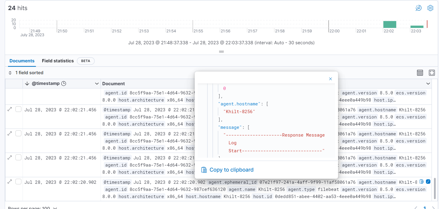 Setting up Kibana to view logs and dashboard 